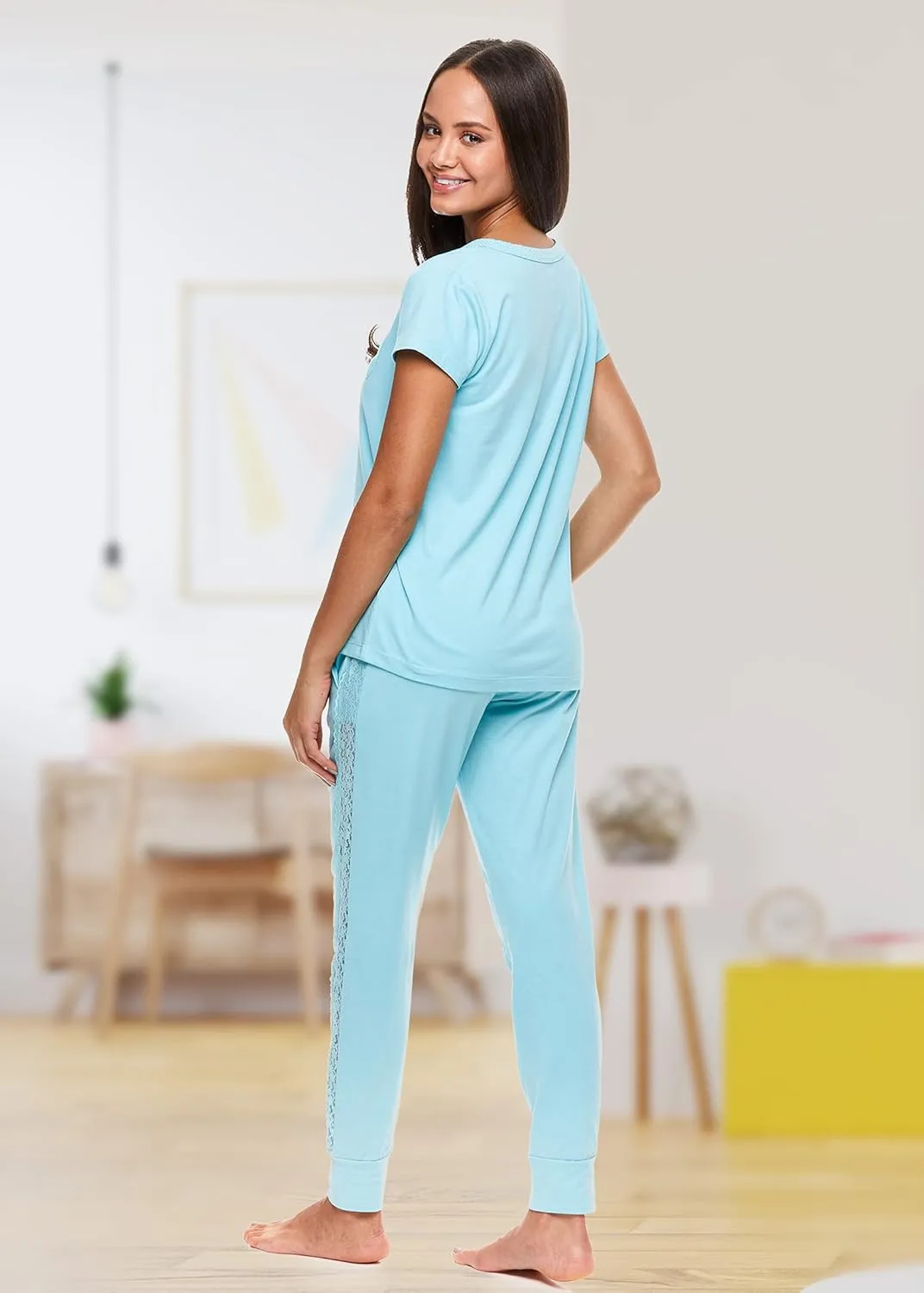 U.S. Polo Assn. Womens Pajama Set with Pockets - Short Sleeve Shirt and Pajama Pants Pj Set
