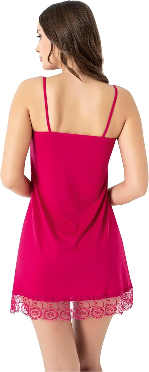 Women Lace Chemise Nightgown, Soft Summer Nightie, V-Neck Nightdress, Lingerie Slip Sleepwear