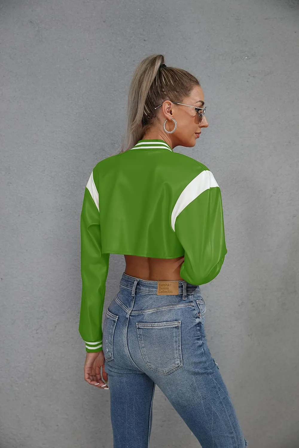Women Leather Jackets-Faux Motorcycle Cropped Moto Biker Coat Short Lightweight PU Leather Bomber Jacket Women