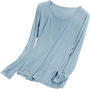 Women Lightweight Pajamas Tops Long Sleeve Plain Lounge T-Shirt Crewneck Soft Pajama Shirts Sleep Tunics Tee