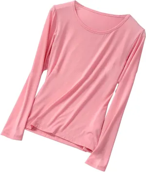 Women Lightweight Pajamas Tops Long Sleeve Plain Lounge T-Shirt Crewneck Soft Pajama Shirts Sleep Tunics Tee