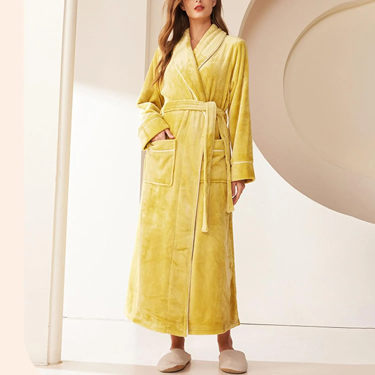 Women Robe Fleece Plush Soft Fluffy Fuzzy Cozy Warm Lightweight Bathrobe Shower Spa House Long Shaggy Robe for Women