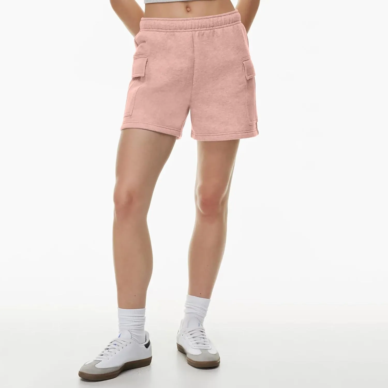 Women Sweat Shorts with Cargo Pockets Casual Summer Athletic Shorts High Waisted Running Shorts Comfy Lounge Shorts