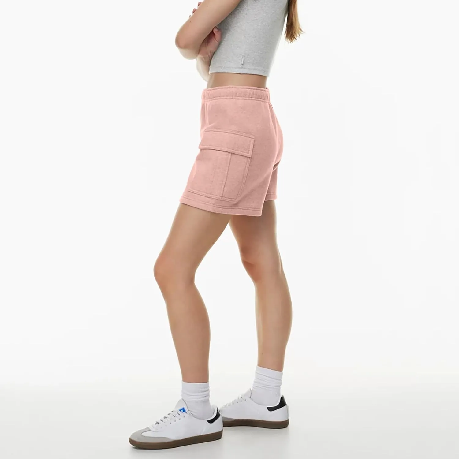Women Sweat Shorts with Cargo Pockets Casual Summer Athletic Shorts High Waisted Running Shorts Comfy Lounge Shorts