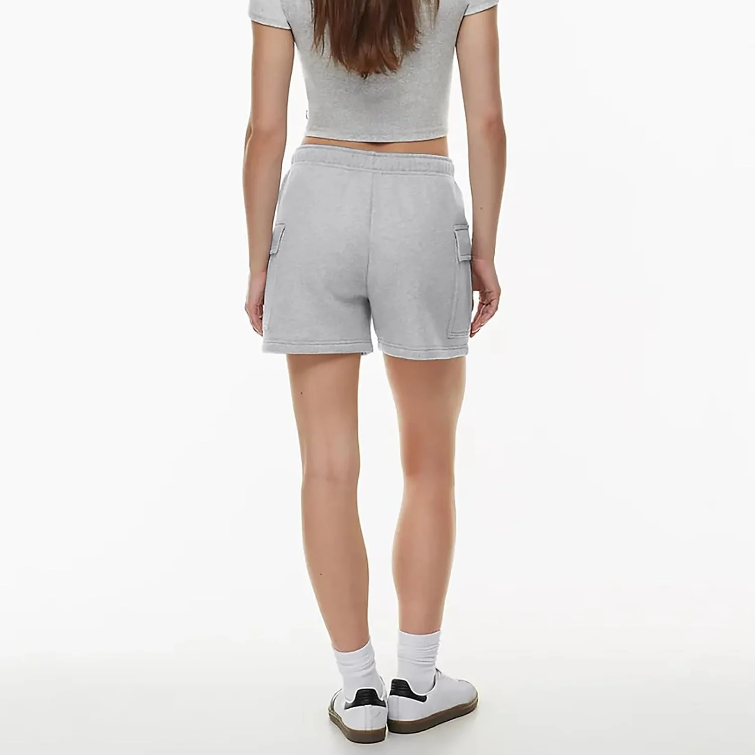 Women Sweat Shorts with Cargo Pockets Casual Summer Athletic Shorts High Waisted Running Shorts Comfy Lounge Shorts