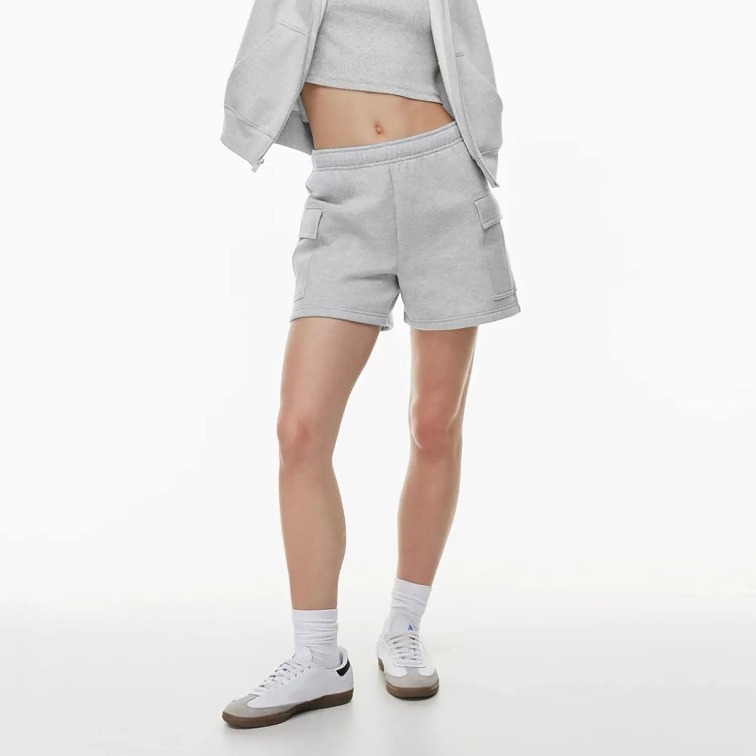 Women Sweat Shorts with Cargo Pockets Casual Summer Athletic Shorts High Waisted Running Shorts Comfy Lounge Shorts