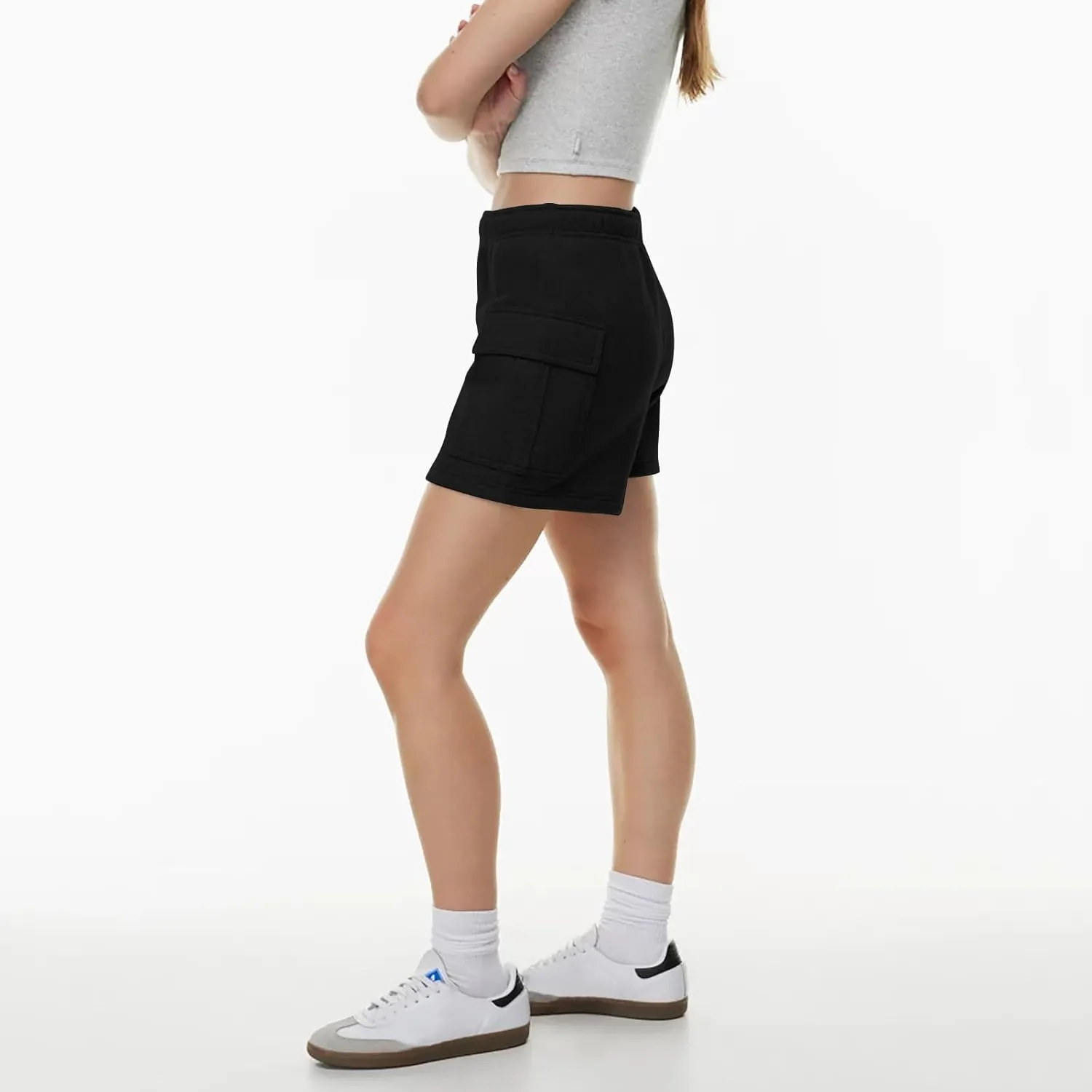 Women Sweat Shorts with Cargo Pockets Casual Summer Athletic Shorts High Waisted Running Shorts Comfy Lounge Shorts