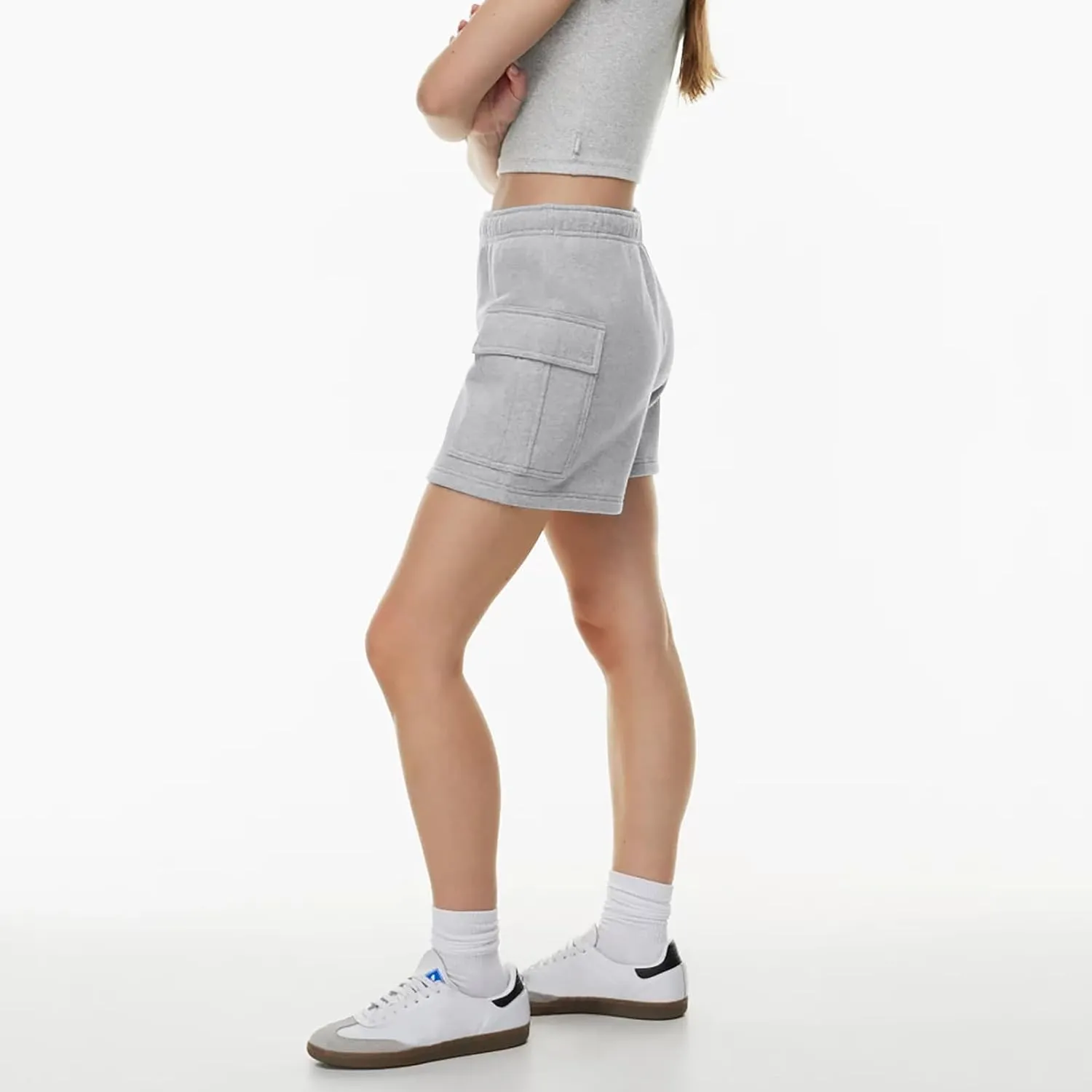 Women Sweat Shorts with Cargo Pockets Casual Summer Athletic Shorts High Waisted Running Shorts Comfy Lounge Shorts
