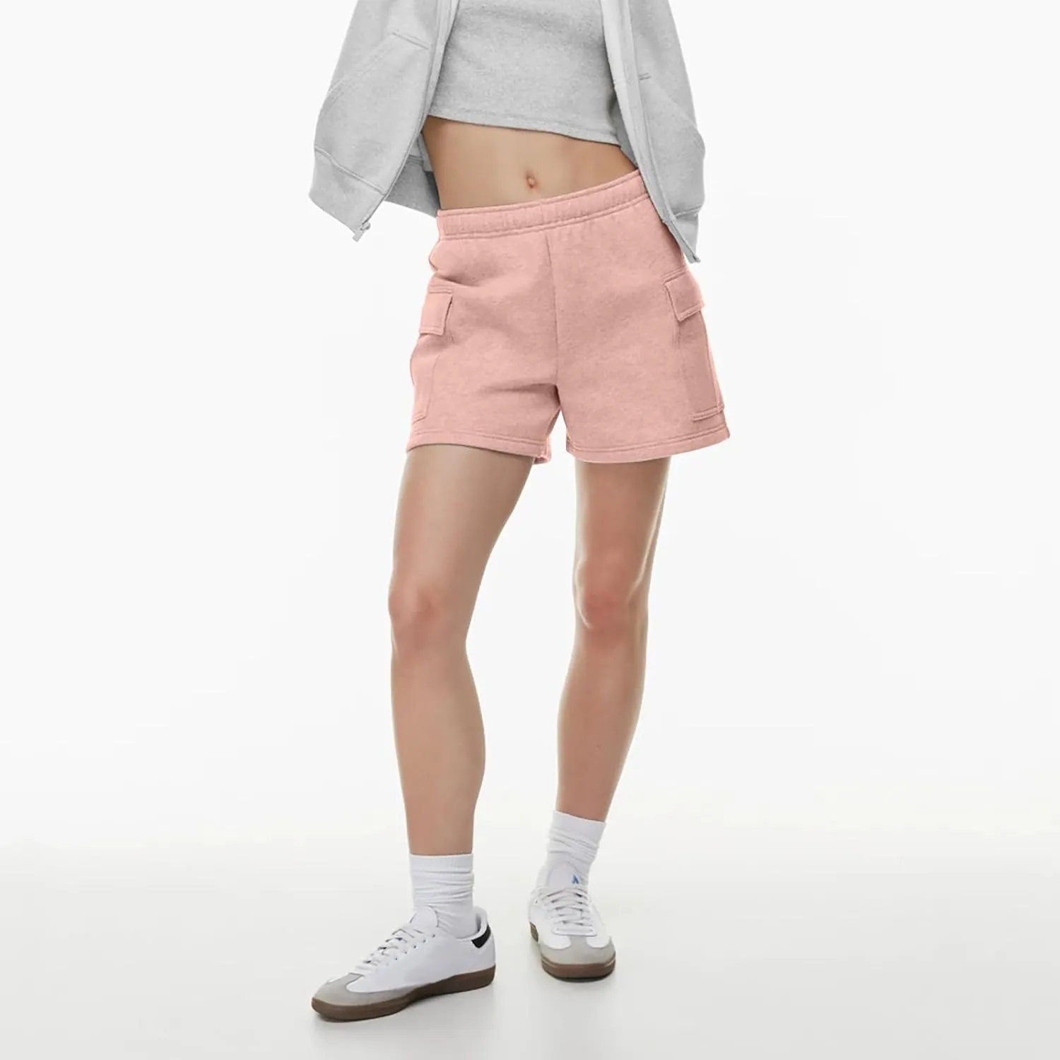 Women Sweat Shorts with Cargo Pockets Casual Summer Athletic Shorts High Waisted Running Shorts Comfy Lounge Shorts
