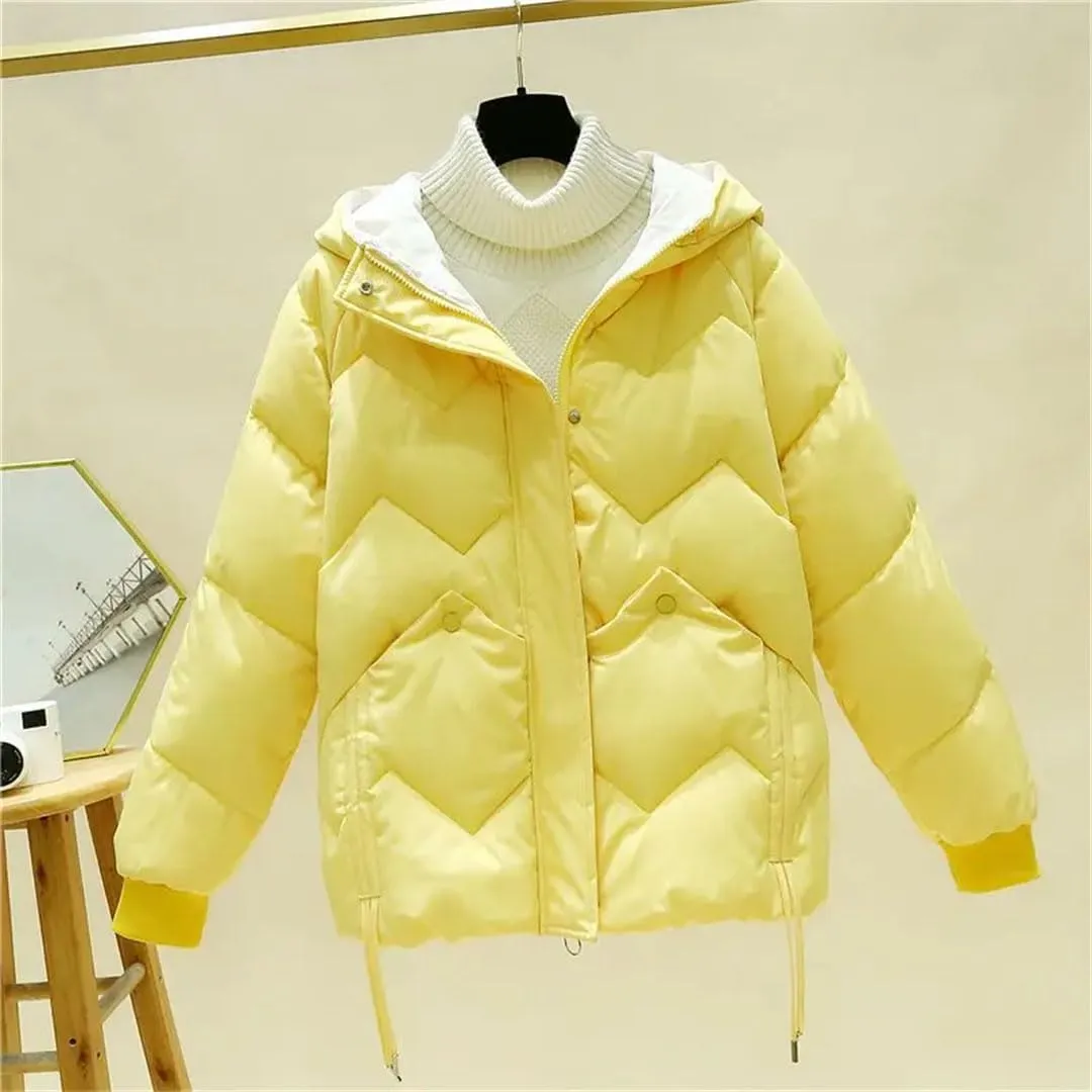 Women Winter Coat Down Cotton Jacket Lightweight Warm Loose Cotton Padded Jackets Casual Outerwear