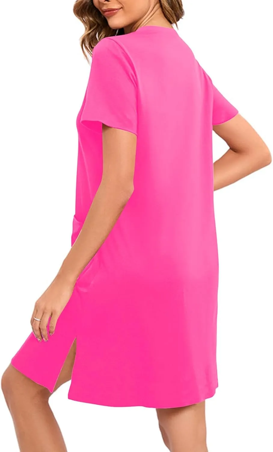 Women Zipper Robes Short Sleeve Housecoat Lightweight Bathrobes Zip Up Robe Casual Nightgown with Pockets Loungewear