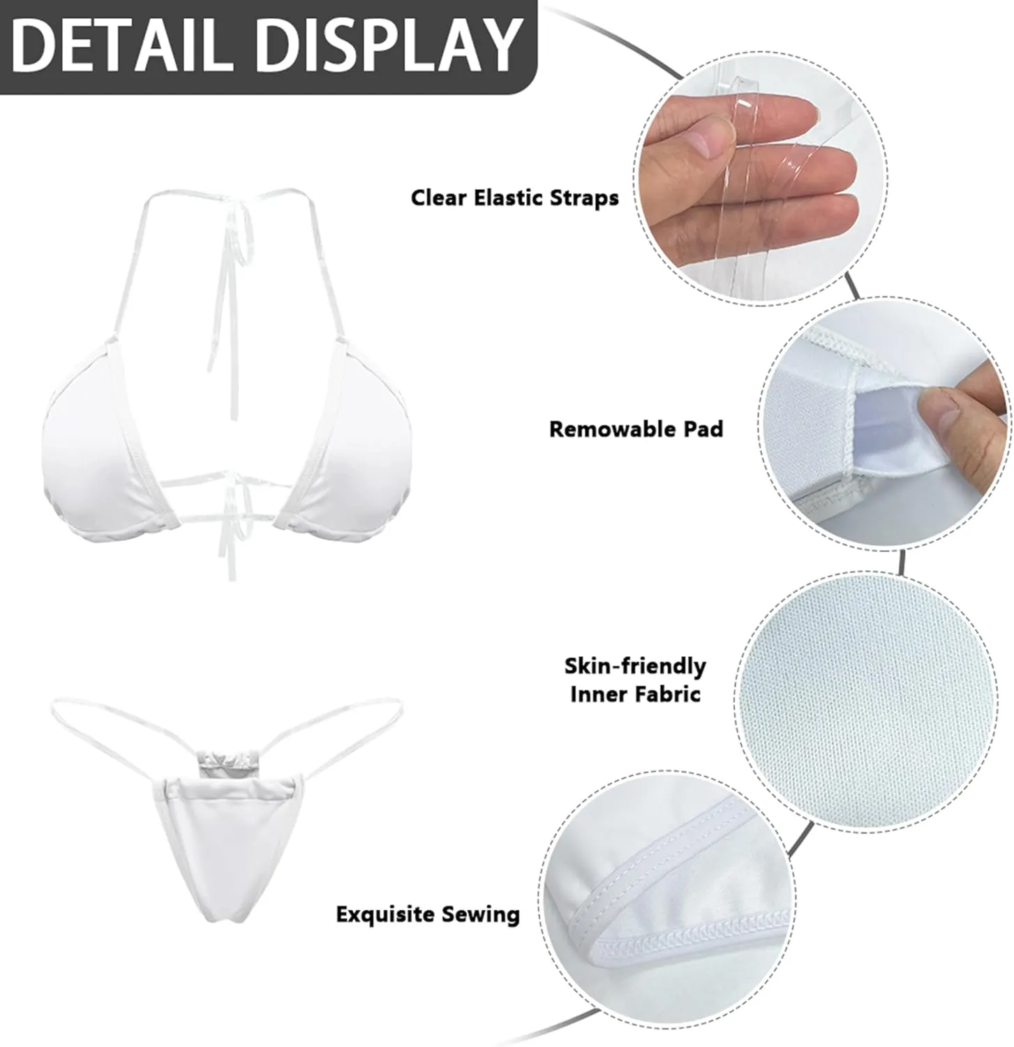 Women's 2 Piece Transparent String Bikini Flag Sexy Micro Bikini Halter Triangle Sexy Bathing Suit Set