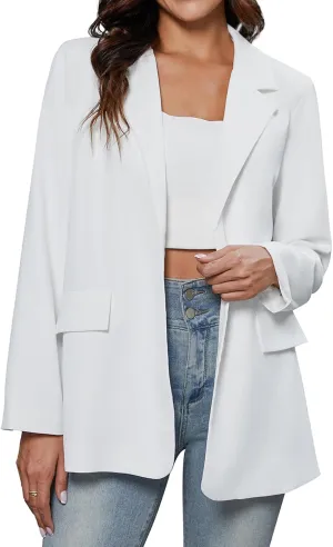 Women's Casual Summer Blazers Open Front Cardigan Button Lightweight Work Blazer Jackets with Pockets