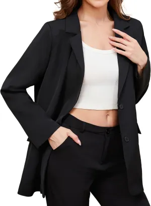 Women's Casual Summer Blazers Open Front Cardigan Button Lightweight Work Blazer Jackets with Pockets