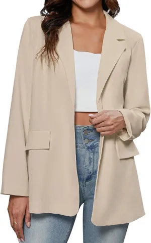 Women's Casual Summer Blazers Open Front Cardigan Button Lightweight Work Blazer Jackets with Pockets