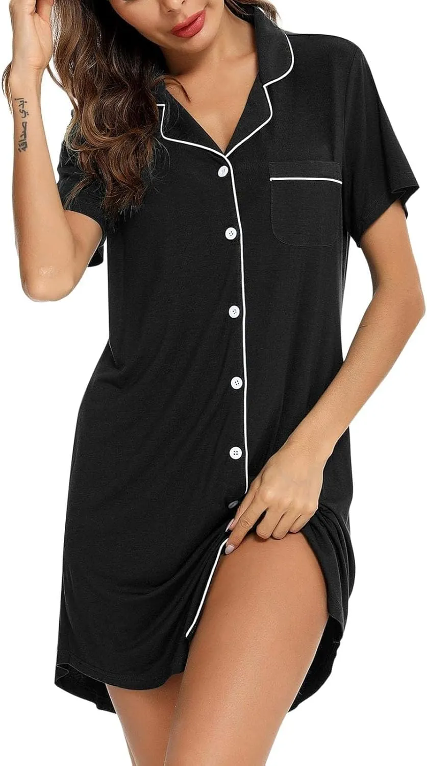 Womens Cotton Robe Dress Button Up Shorts Sleeve Nightwear Spring Summer Sleepwear Simple At Pajamas Hooded Robes