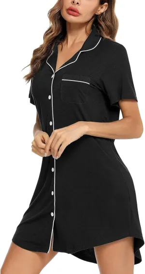 Womens Cotton Robe Dress Button Up Shorts Sleeve Nightwear Spring Summer Sleepwear Simple At Pajamas Hooded Robes