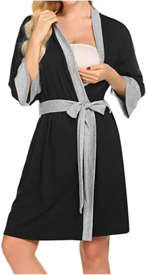 Women's Cotton Short Robes Lightweight Robe Soft Cozy Shower Spa Bathrobe Belted Sleepwear for Ladies Loungewear