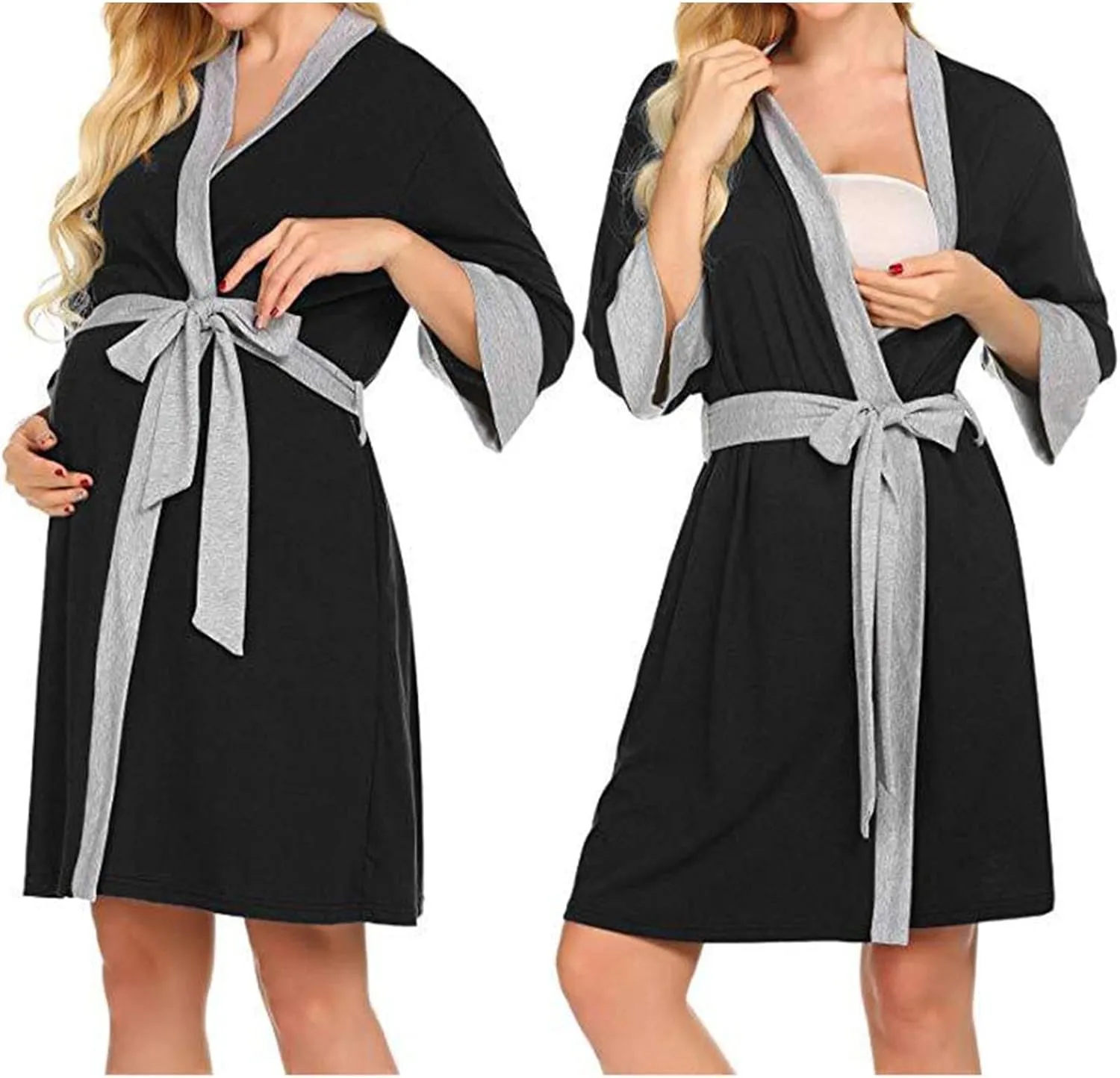 Women's Cotton Short Robes Lightweight Robe Soft Cozy Shower Spa Bathrobe Belted Sleepwear for Ladies Loungewear