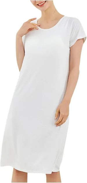 Women's Cotton T-Shirt Nightgown Short Sleeve Crewneck Sleepshirts Soft Comfy Casual Loose Fit Nightdress Cover Ups