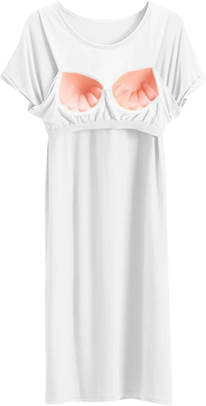 Women's Cotton T-Shirt Nightgown Short Sleeve Crewneck Sleepshirts Soft Comfy Casual Loose Fit Nightdress Cover Ups