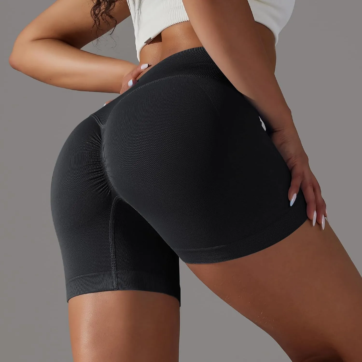 Women'S Crossover Athletic Shorts 2024 Trendy Summer High Waisted Workout Biker Shorts Solid Stretchy Yoga Shorts