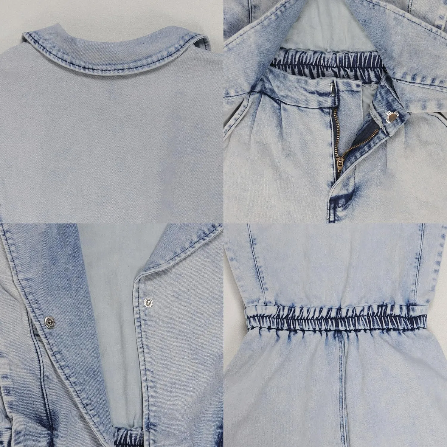 Women's Denim Jumpsuit Romper Sexy V Neck Button Link Hollowed Sleeveless Jean Shorts