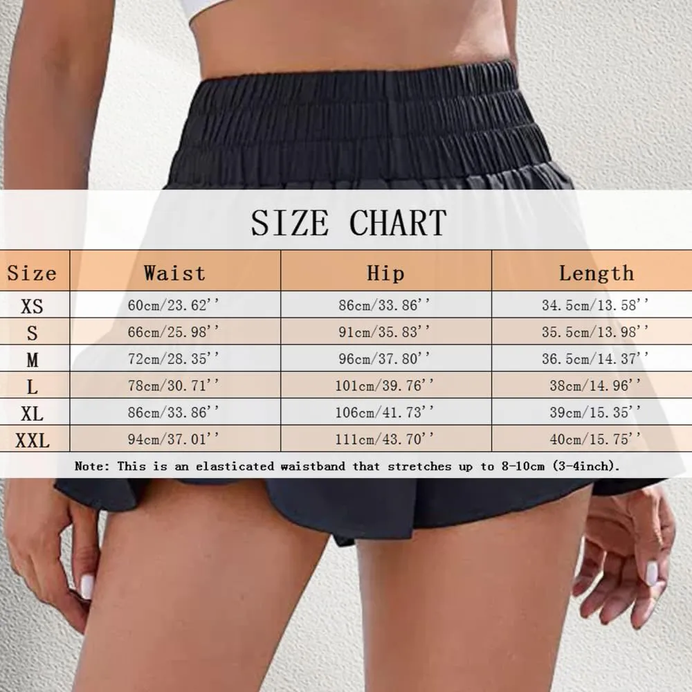 Womens High Waisted Gym Shorts Quick Dry Elastic Waist Running Workout Athletic Shorts Trendy Flowy Pockets Shorts