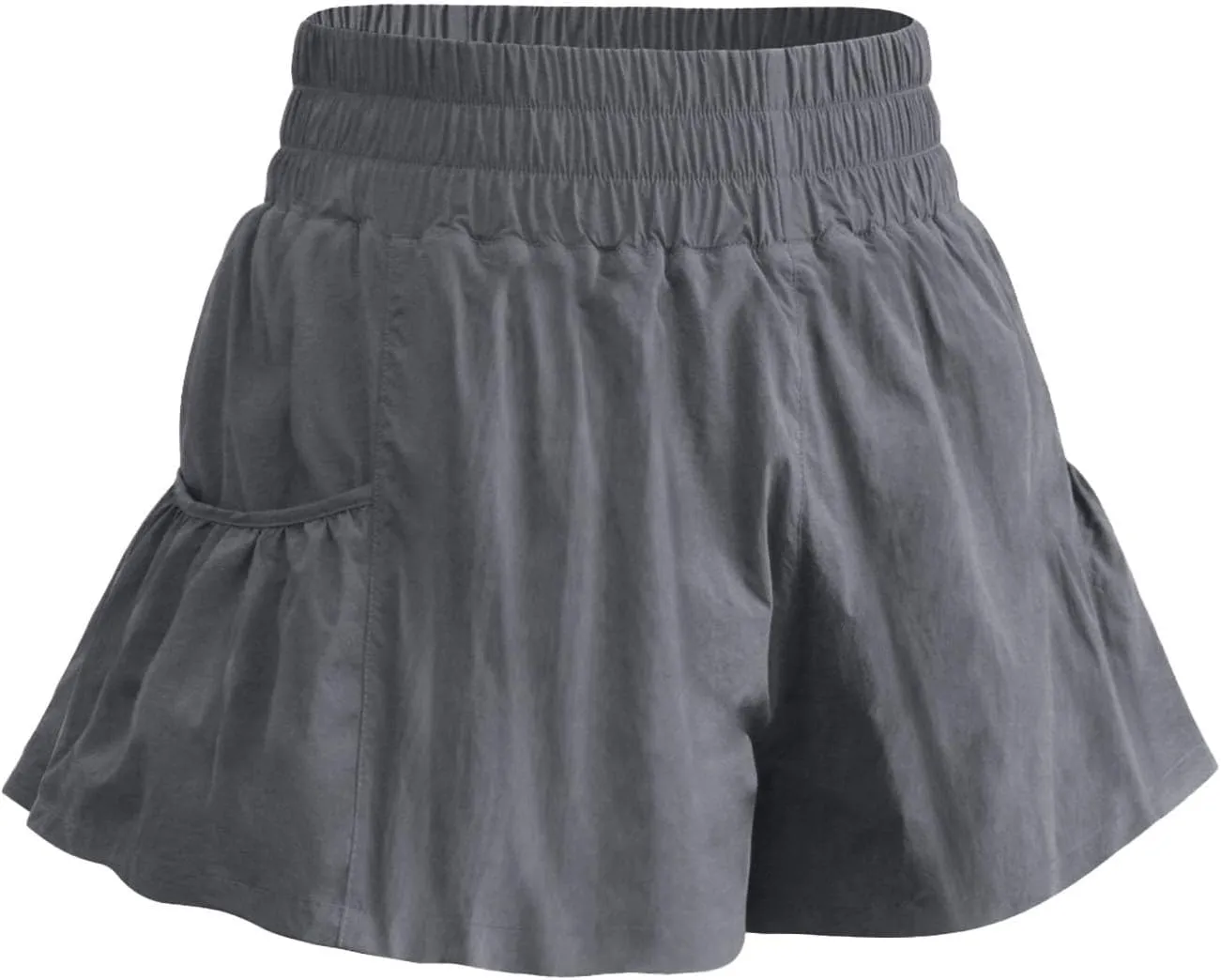 Womens High Waisted Gym Shorts Quick Dry Elastic Waist Running Workout Athletic Shorts Trendy Flowy Pockets Shorts