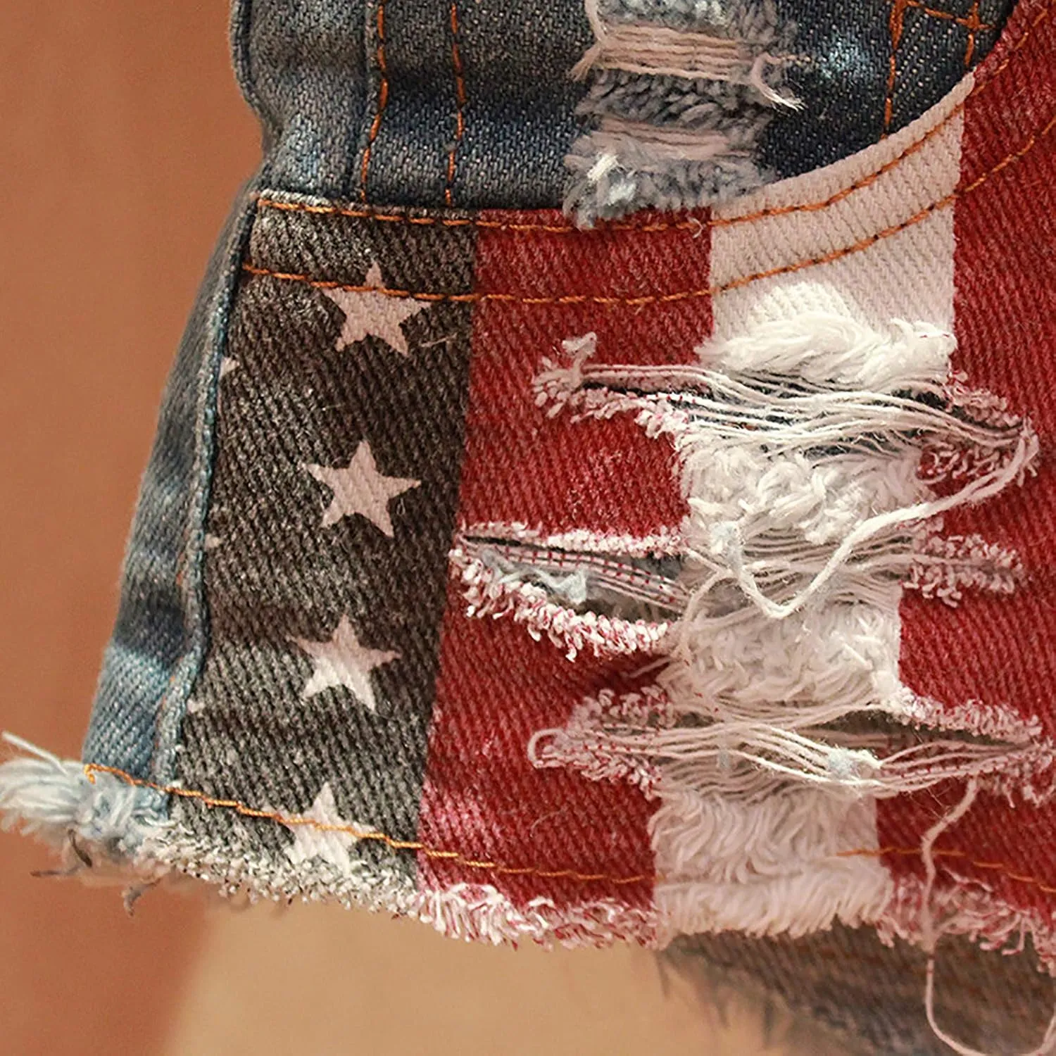 Women's Juniors Ripped Tie-dye Denim Jean Shorts High Waisted Raw Hem Hot Shorts Summer Stretchy Distressed Denim Shorts