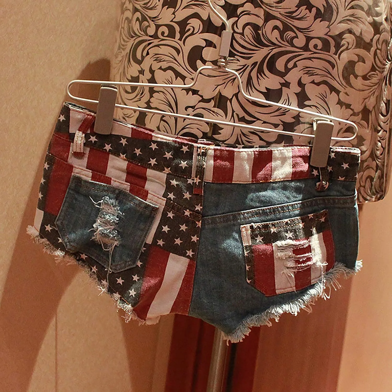 Women's Juniors Ripped Tie-dye Denim Jean Shorts High Waisted Raw Hem Hot Shorts Summer Stretchy Distressed Denim Shorts