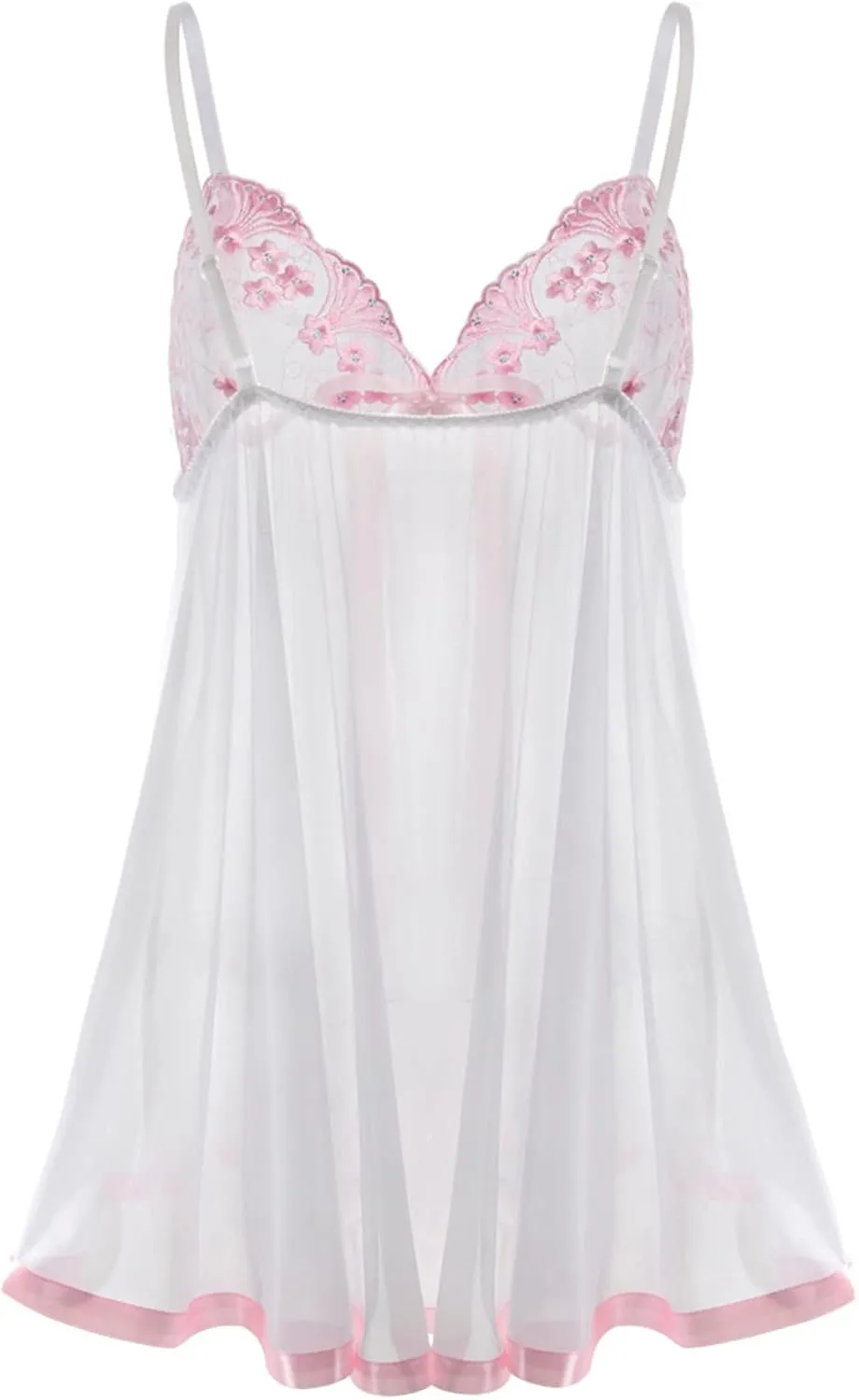 Women's Lingerie 2023 Womens Lace Chemise Sleepwear Ladies Pajama Nightgown for Anniversary Honeynoon Daily (White, M)