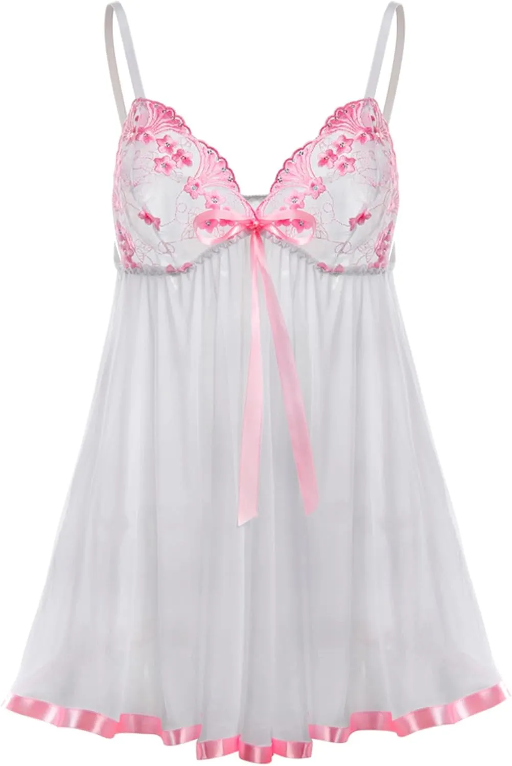 Women's Lingerie 2023 Womens Lace Chemise Sleepwear Ladies Pajama Nightgown for Anniversary Honeynoon Daily (White, M)
