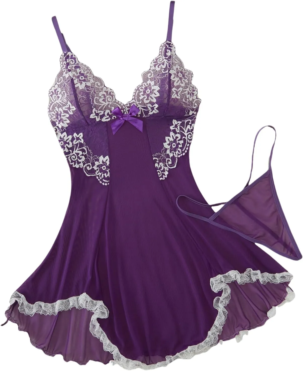 Women's Lingerie Nightwear Spaghetti Strap Nightgown Sexy Babydoll Chemise S-XXL