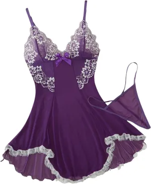 Women's Lingerie Nightwear Spaghetti Strap Nightgown Sexy Babydoll Chemise S-XXL