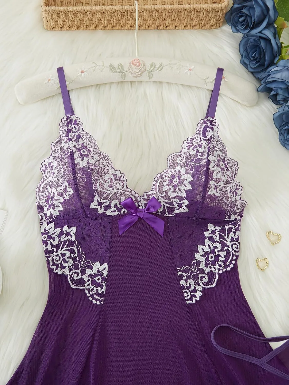 Women's Lingerie Nightwear Spaghetti Strap Nightgown Sexy Babydoll Chemise S-XXL