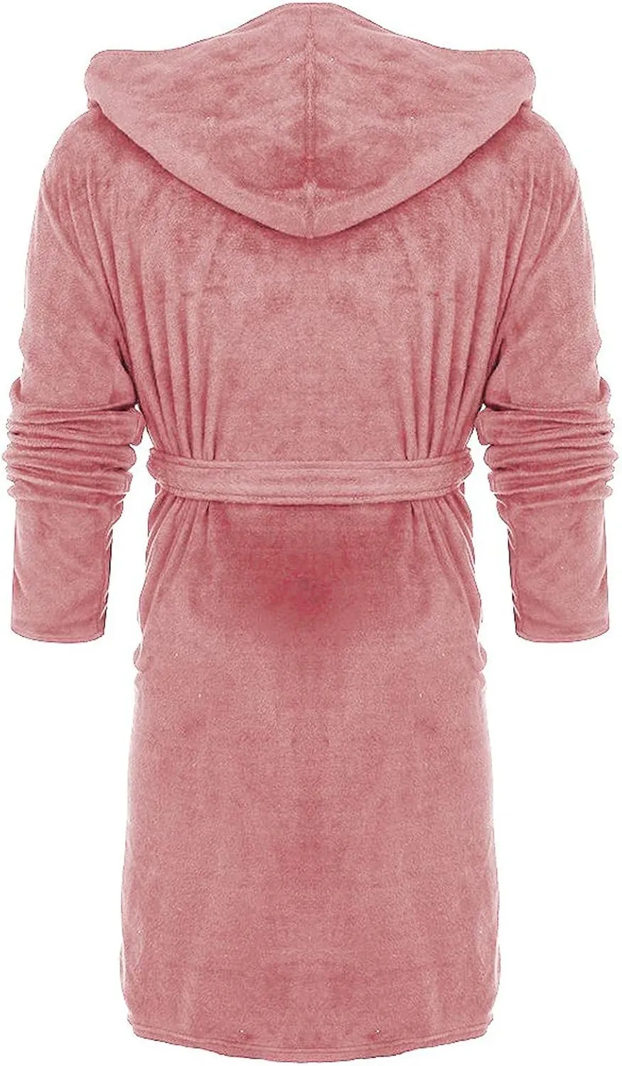 Womens Long Hooded Bathrobe Plush Plus Size Belt Robe Soft Warm Kimono Pajamas with Pockets Hood Winter Nightgown