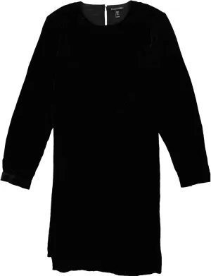 Womens Long Sleeve Velvet Mini Shift Dress