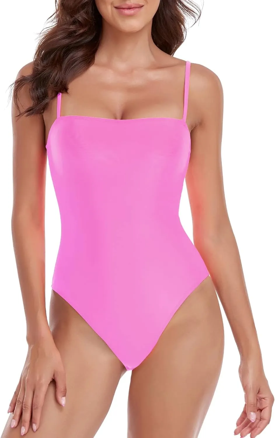 Women's One Piece Bathing Suit with Adjustable Straps Bandeau One Piece Swimsuit