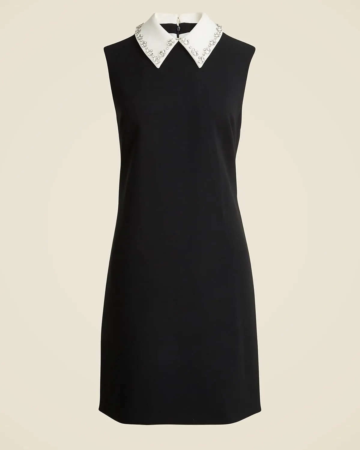 Women's Rhinestones Embellished Collared Shift Dress Sleeveless Work Office Mini Dress