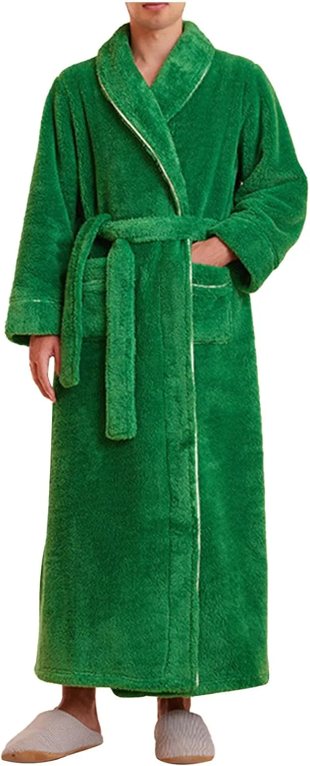 Womens Robes Plush Fleece Bathrobe Thick Nightgown Warm Soft Full Length Flannel Bath Robe Winter Long Housecoat