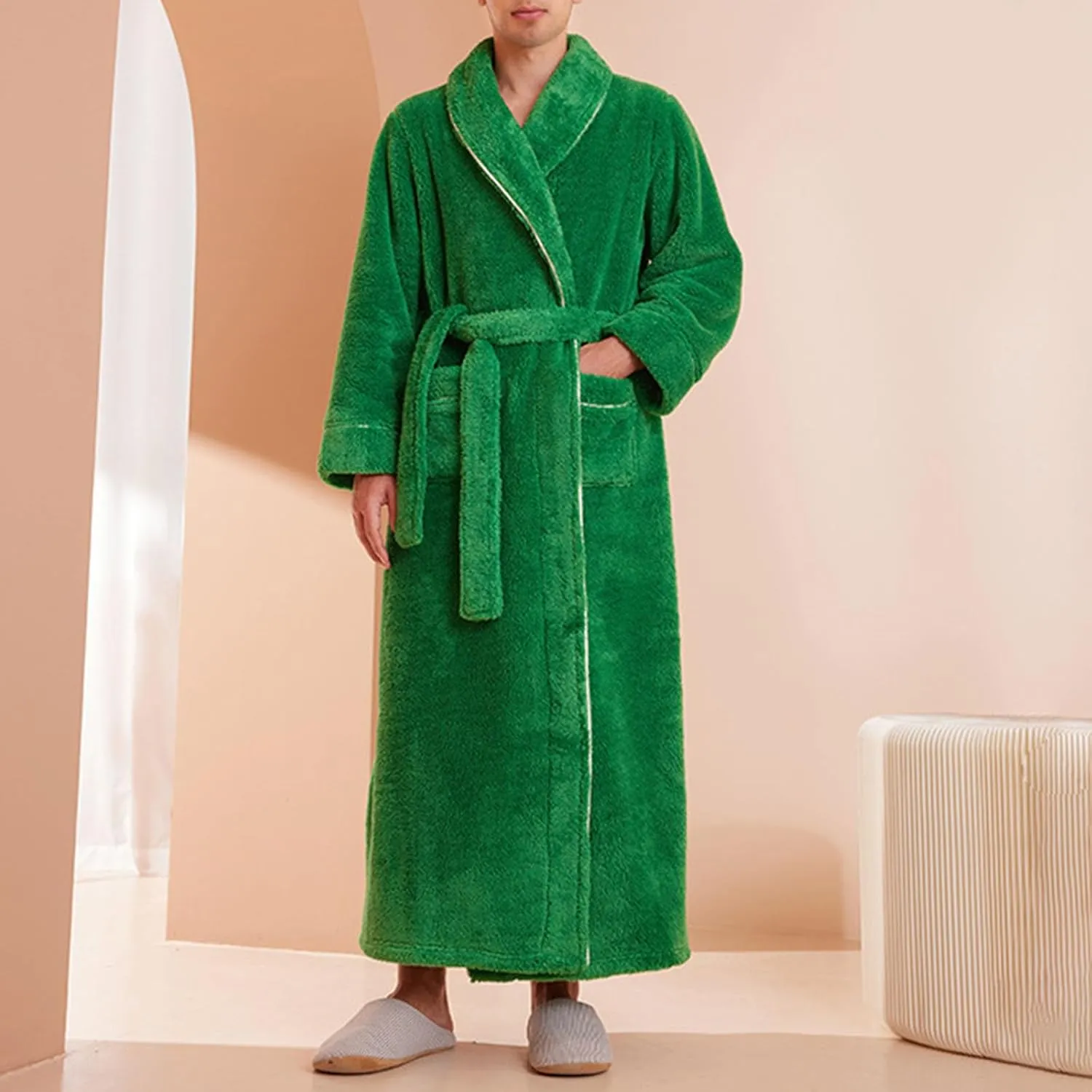 Womens Robes Plush Fleece Bathrobe Thick Nightgown Warm Soft Full Length Flannel Bath Robe Winter Long Housecoat