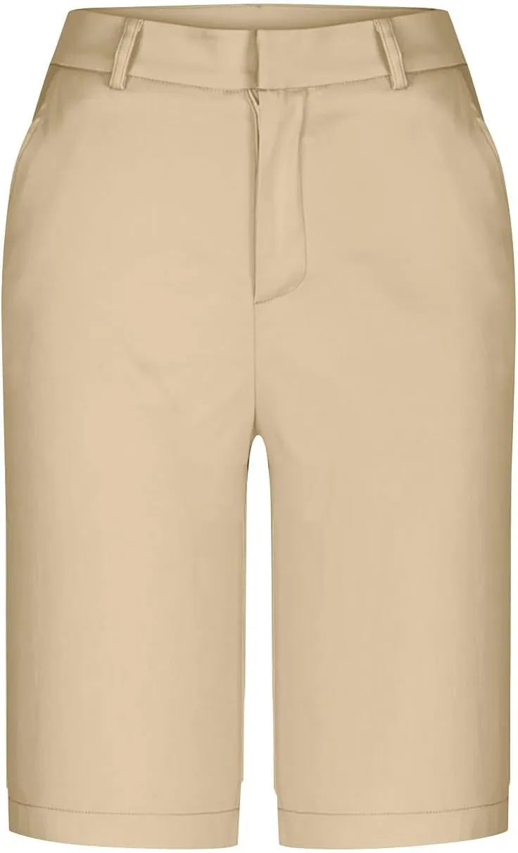 Womens Shorts Dressy High Waist Straight Leg Tailored Shorts Business Casual Work Trouser Bermuda Shorts with Pocket