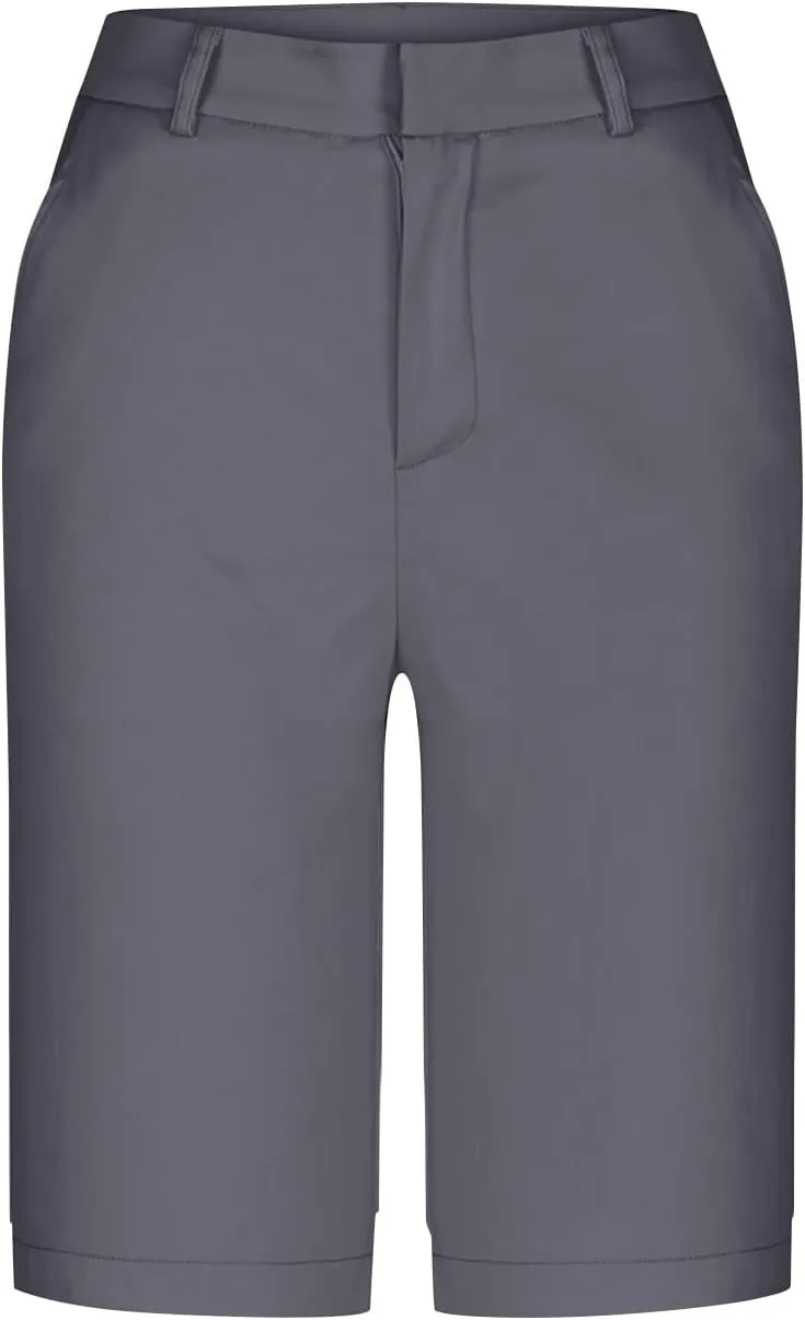 Womens Shorts Dressy High Waist Straight Leg Tailored Shorts Business Casual Work Trouser Bermuda Shorts with Pocket