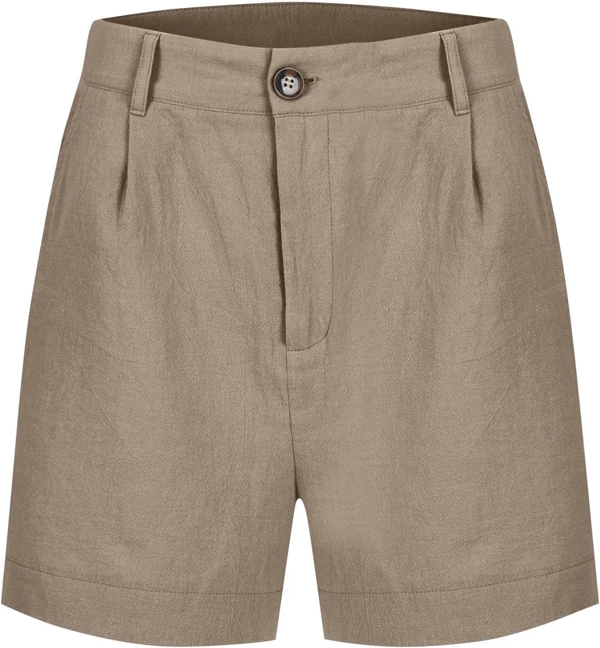 Womens Shorts Dressy High Waisted Wide Leg Tailored Pleated Business Casual Work Trouser Shorts Without Belts