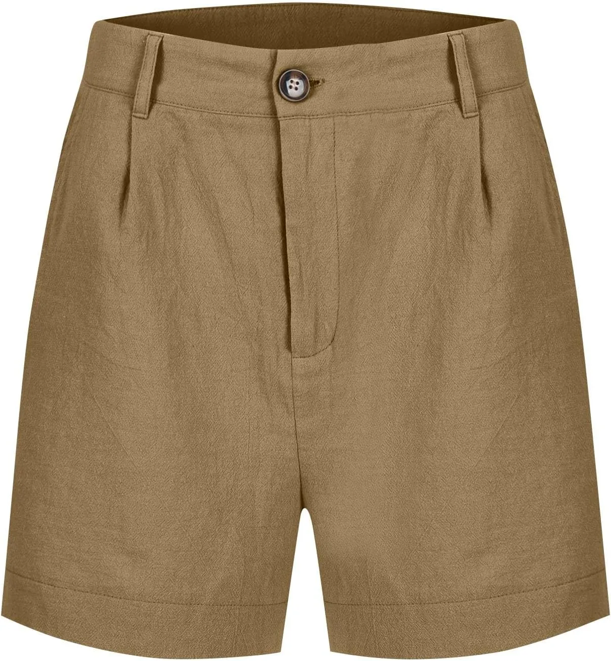 Womens Shorts Dressy High Waisted Wide Leg Tailored Pleated Business Casual Work Trouser Shorts Without Belts