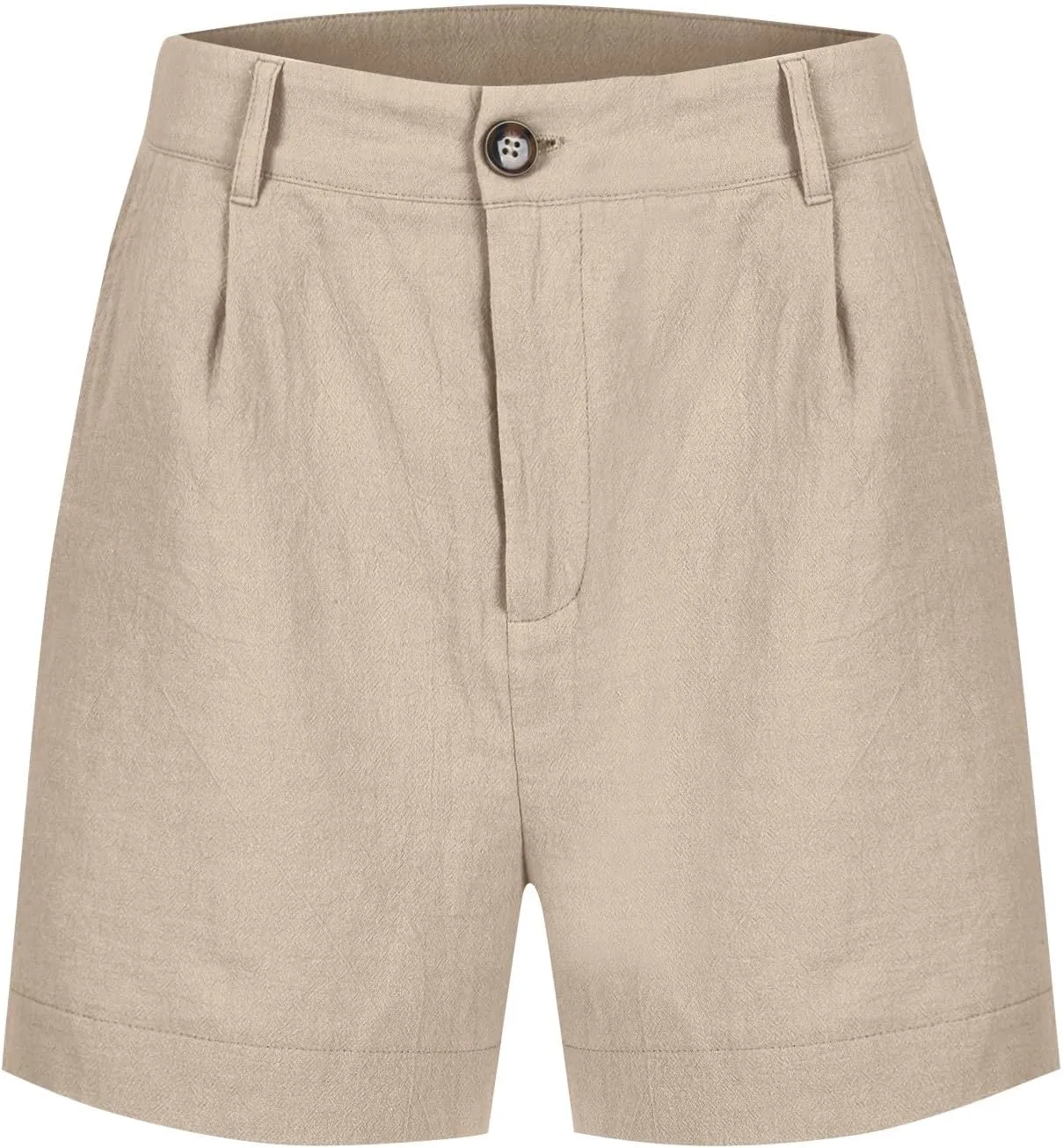 Womens Shorts Dressy High Waisted Wide Leg Tailored Pleated Business Casual Work Trouser Shorts Without Belts