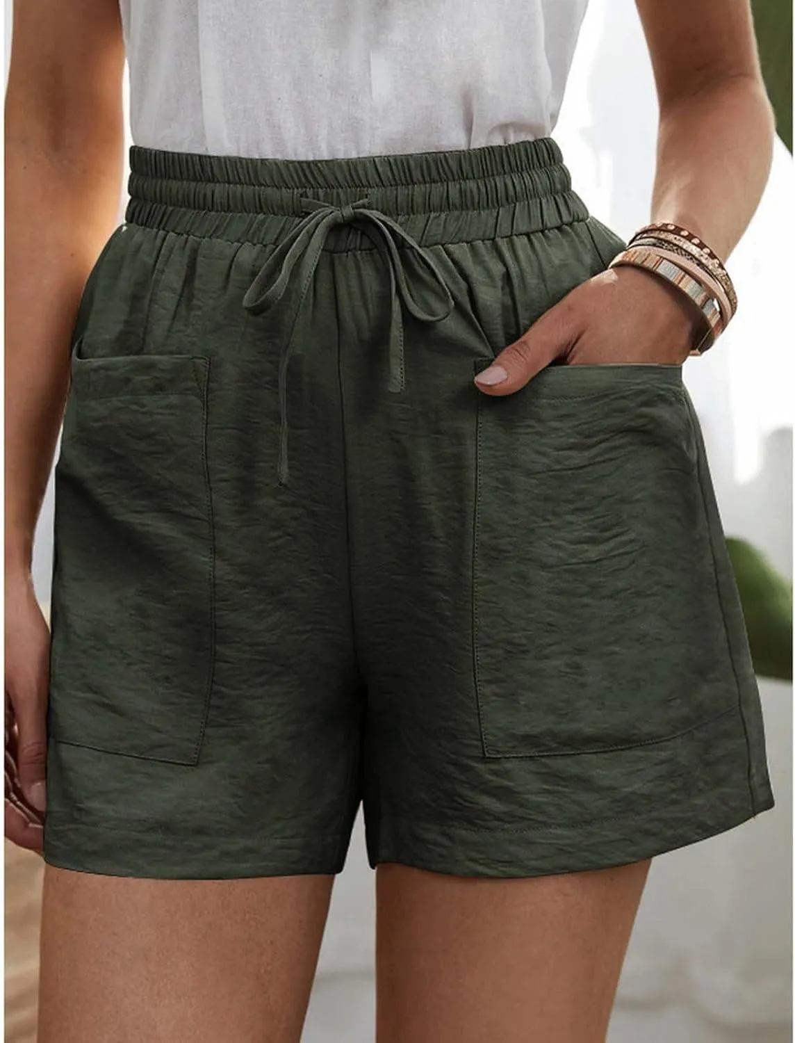 Womens Shorts High Waisted Tailored Pleated Business Work Trouser Shorts with Pockets Dressy Casual Summer 2025