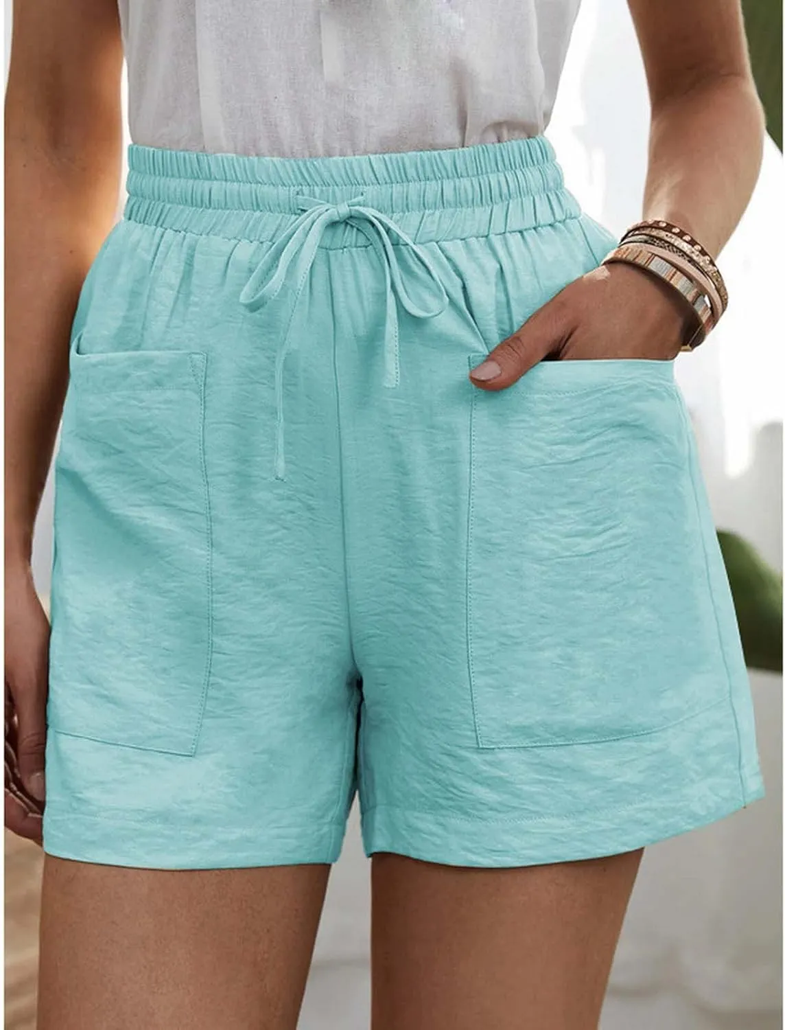 Womens Shorts High Waisted Tailored Pleated Business Work Trouser Shorts with Pockets Dressy Casual Summer 2025