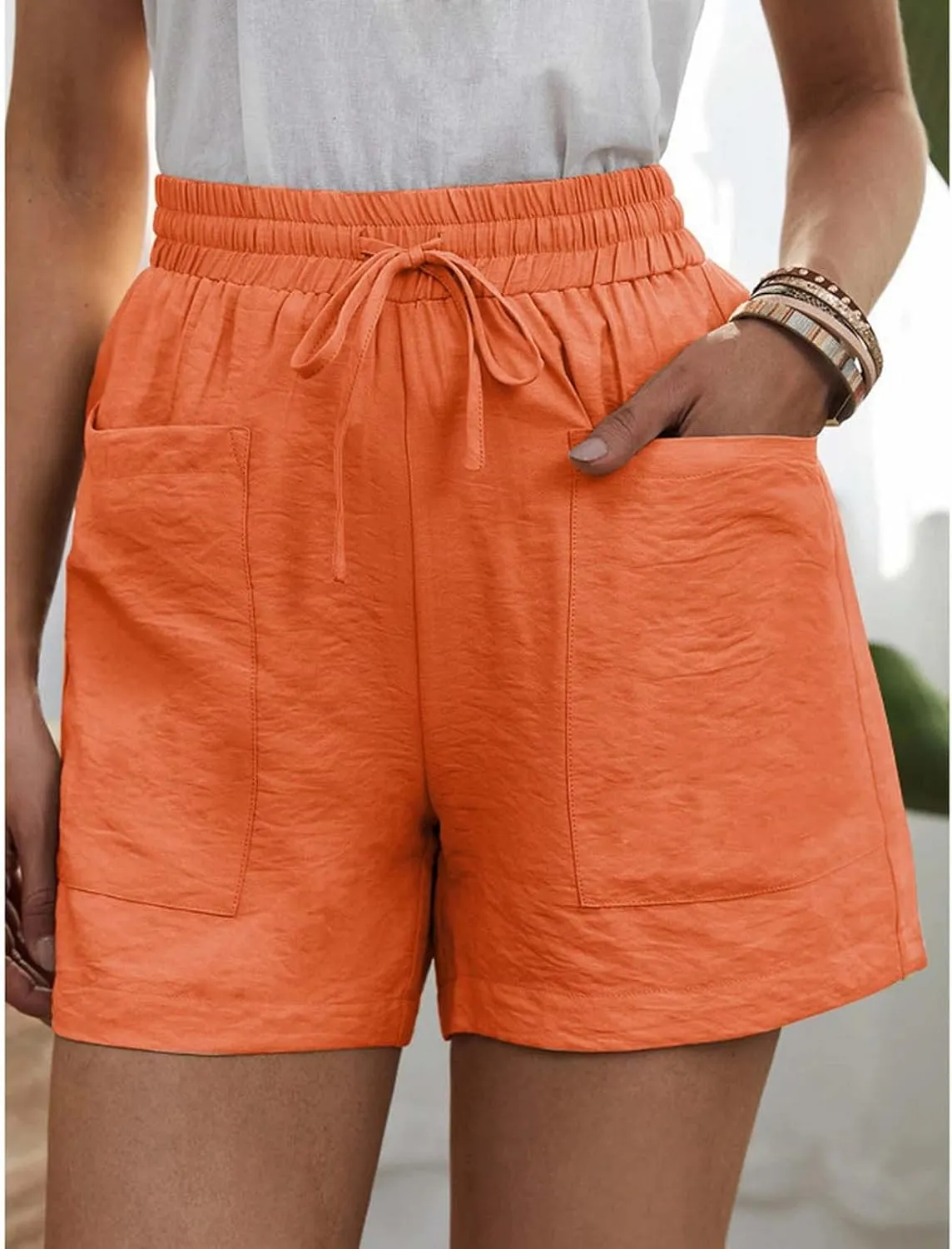 Womens Shorts High Waisted Tailored Pleated Business Work Trouser Shorts with Pockets Dressy Casual Summer 2025